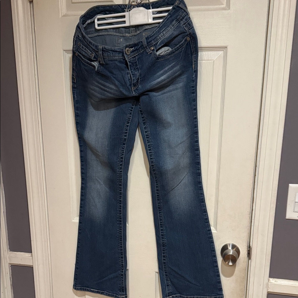 Reign Women's Dark Blue Wide Leg Jeans
